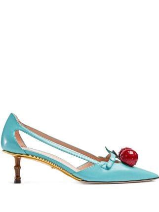 gucci leather cherry pump|farfetch gucci heels.